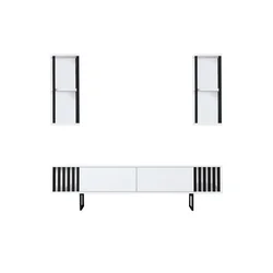 Hanah Home Chrome Line TV komoda sa dve police, Bela