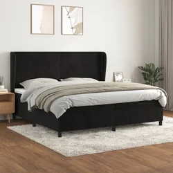 Vidaxl Box spring postelja z vzmetnico črna 200x200 cm žamet