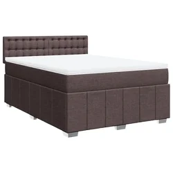 Vidaxl Box spring postelja z vzmetnico temno rjava 140x200 cm blago