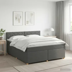 Boxspring krevet s madracem Tamnosiva 180 x 200 cm Tkanina 202 x 182 x 88 cm