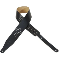 Levys M17CHC Chrome Tan Leather Guitar Strap, Black