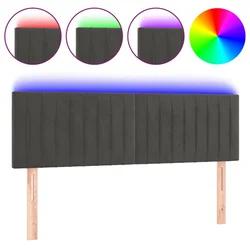 LED posteljno vzglavje temno sivo 144x5x78/88 cm žamet