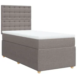 Vidaxl Box spring postelja z vzmetnico taupe 90x200 cm blago