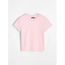 Sinsay - Pamučna basic majica - pastelno roze