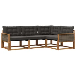Set vanjskih sofa s jastukom 4 pcs Prirodna i crna