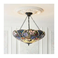 Endon 111887 - Luster na lancu Tiffany SULLIVAN 3xE27/10W/230V prečnik 57 cm
