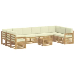 Set vanjskih sofa 8 pcs Bijela i Krem 59 x 59 x 37 cm Poliester