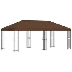 Vidaxl Paviljon s stenami 6 x 3 m Rjava Poliester in jeklo 190