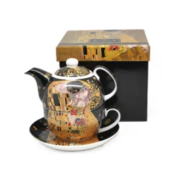 SKODELICA IN VRČ GUSTAV KLIMT POLJUB ELEGANTNO PORCELANSKO DARILO