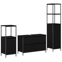 Set namještaja za kupaonicu 3 pcs Crni hrast Konstruirano drvo