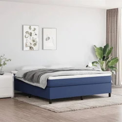 Vidaxl Box spring postelja z vzmetnico modra 160x200 cm blago