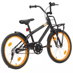 vidaXL Otroško kolo s prednjim prtljažnikom 20 črno in oranžno