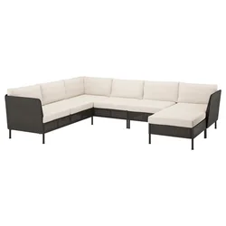 VITTSKÄR Modularna ugaona sofa za 5 osoba, napolju plastični ratan tamnosivi/Frösön/Duvholmen bež