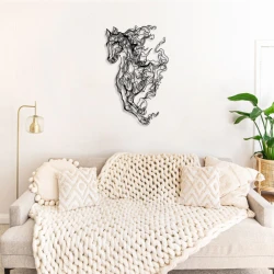 Wallity Čelična zidna dekoracija konj 66x41 cm crna