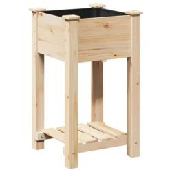 Vrtna saksija s policom Bež 45 x 45 x 76,5 cm Čvrsto drvo jele