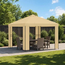 Gazebo 3 x 3 m Krem Poliester i čelik 190 gsm