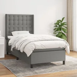 shumee Box spring postelja z vzmetnico temno siva 80x200 cm blago
