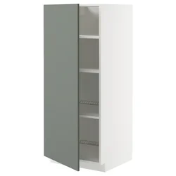 METOD Visoki element s policama, bela/Nickebo mat sivozelena, 60x60x140 cm