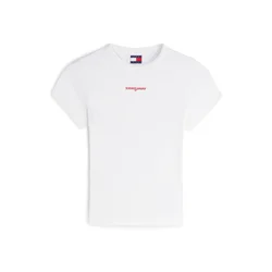 Tommy Jeans Majica Logo Slim  rdeča / bela