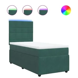Vidaxl Box spring postelja z vzmetnico temno zelena 80x200 cm žamet
