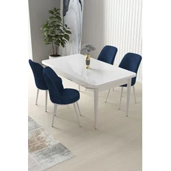 Hanah Home Set Trpezarijski sto i 4 stolice Nil, Tamnoplavi