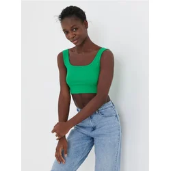 Sinsay - Rebrasti crop top - zelena