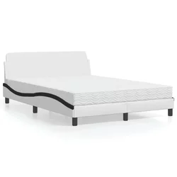 Krevet s madracem Dover bijelo-crni 120 x 200 cm od umjetne kože