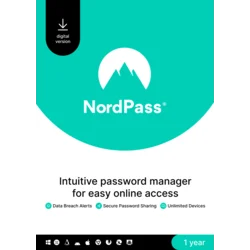 NordPass Premium, Unlimited Devices, 1-Year, Password Manager (PC/Mac/Mobile) Subscription Key GLOBAL