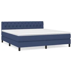 Vidaxl Box spring postelja z vzmetnico modra 160x200 cm blago