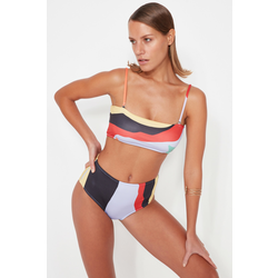 Trendyol Colorful Abstract Pattern High Waist Bikini Bottoms