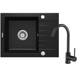 Deante ZQZ N11A Sudopera, 1 korito, 15cm, Granitna + BEU B62M Slavina, 355mm, Crna