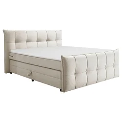 MID.YOU POSTELJA BOXSPRING 180 cm  x 200 cm , tekstil, leseni material krem barve