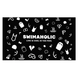 Swimaholic swimming world microfibre towel black