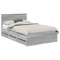 Vidaxl Konstrukcija postelje s predalom Siva Sonoma 120 x 190 cm