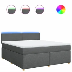 Vidaxl Box spring postelja z vzmetnico temno siva 180x200 cm blago