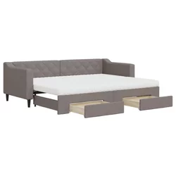 Vidaxl Izvlečna dnevna postelja s predali taupe 80x200 cm blago