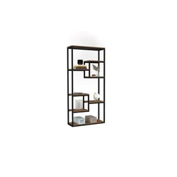 Hanah Home Emina Walnut Polica za knjige 85x182x29cm, Crna