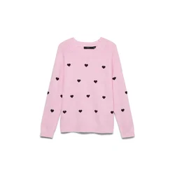VERO MODA Pulover VMDOFFY roza / črna