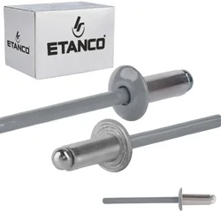 Aluminijaste odprte zakovice 4x10mm RAL 9006