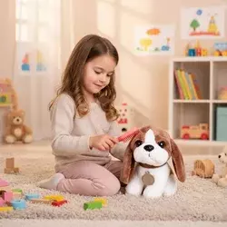 ECO TOYS Plišana igračka za decu/ štene beogle/ torba + četka za negu