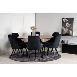 Venture Design Jedilna miza in stol komplet Copenhagen miza 140x75 cm stol 66x88,5x50 cm rjava