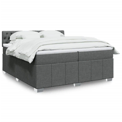 Vidaxl Box spring postelja z vzmetnico temno siva 200x200 cm blago
