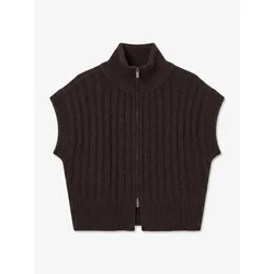VERO MODA Pleten brezrokavnik VMBANG temno rjava