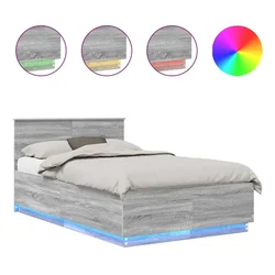Vidaxl Konstrukcija postelje Siva Sonoma 135 x 190 cm Konstruiran les