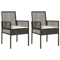 Vrtna stolica s jastukom 2 pcs Smeđa 55 x 53 x 85 cm poliratan