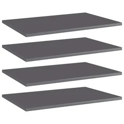 Police za knjige 4 kom visoki sjaj sive 60x40x1,5 cm od iverice