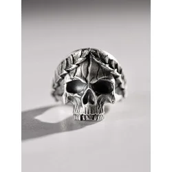 REYTEL Prstan SKULL IN A WREATH srebrna