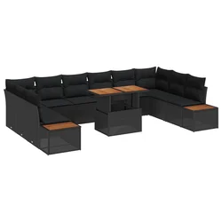 Vrtni set za objed s jastukom 11 pcs Crna i smeđa