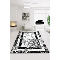 Conceptum Hypnose Tepih Marmor v2, 100x200cm, Crno-beli