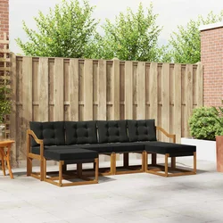 Set vanjskih sofa s jastukom 6 pcs Prirodna i crna
